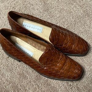 Bandolino Women’s Woven Leather Loafers in Rich Brown Luxury 7.5-8